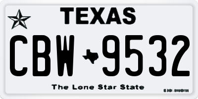TX license plate CBW9532