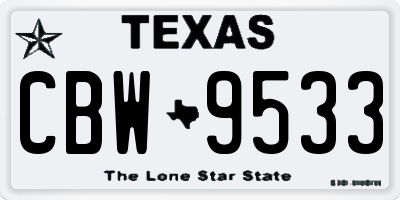 TX license plate CBW9533