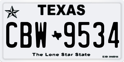 TX license plate CBW9534