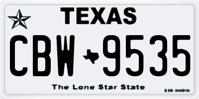 TX license plate CBW9535