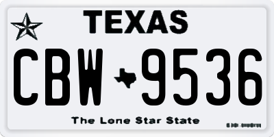 TX license plate CBW9536