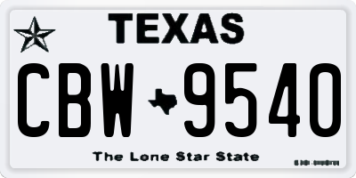 TX license plate CBW9540