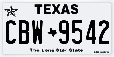 TX license plate CBW9542