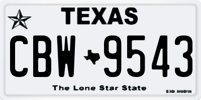 TX license plate CBW9543