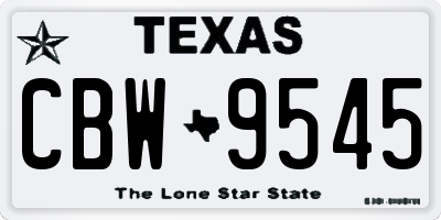 TX license plate CBW9545