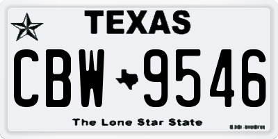 TX license plate CBW9546