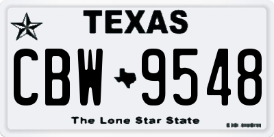 TX license plate CBW9548