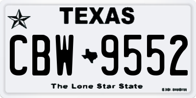 TX license plate CBW9552