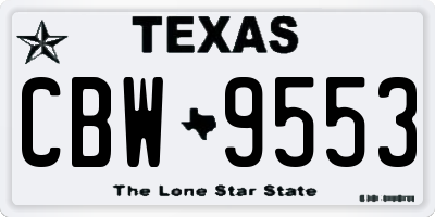 TX license plate CBW9553