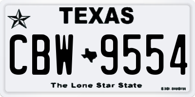 TX license plate CBW9554