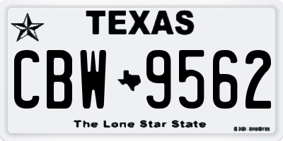 TX license plate CBW9562