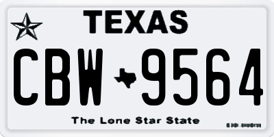 TX license plate CBW9564
