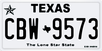 TX license plate CBW9573