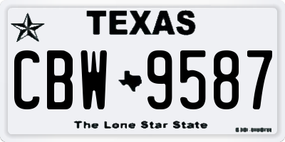 TX license plate CBW9587