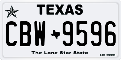 TX license plate CBW9596