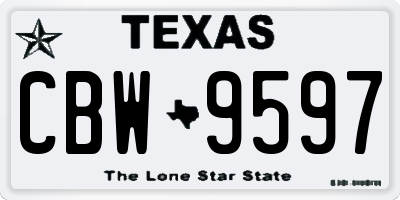 TX license plate CBW9597