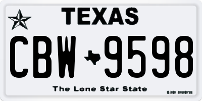 TX license plate CBW9598