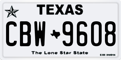 TX license plate CBW9608