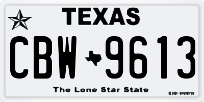 TX license plate CBW9613