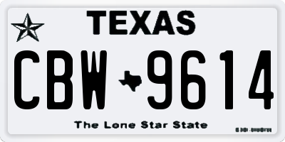 TX license plate CBW9614