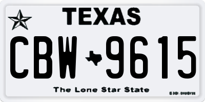 TX license plate CBW9615
