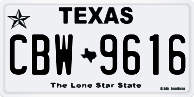 TX license plate CBW9616
