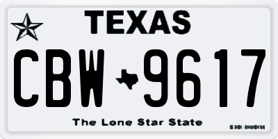 TX license plate CBW9617