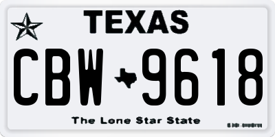 TX license plate CBW9618