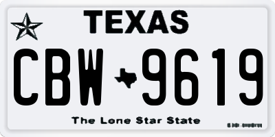 TX license plate CBW9619
