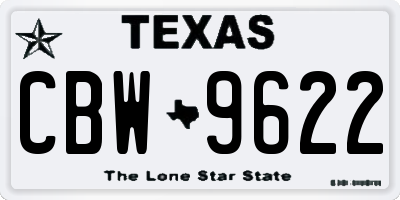 TX license plate CBW9622