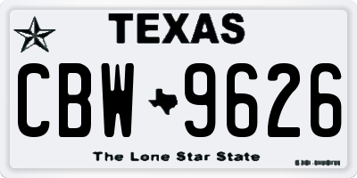 TX license plate CBW9626