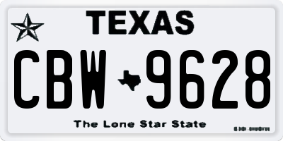 TX license plate CBW9628