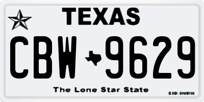 TX license plate CBW9629