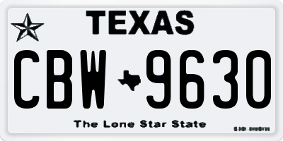 TX license plate CBW9630