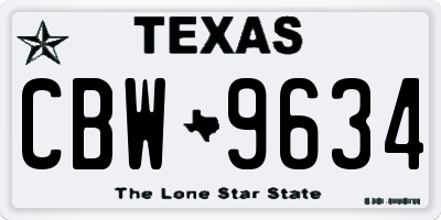 TX license plate CBW9634