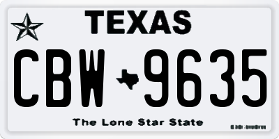 TX license plate CBW9635