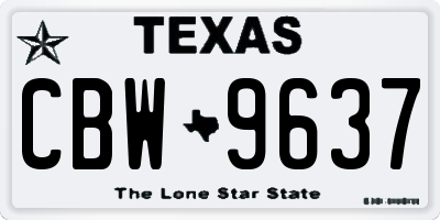 TX license plate CBW9637