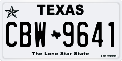 TX license plate CBW9641