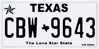 TX license plate CBW9643
