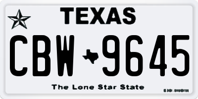 TX license plate CBW9645