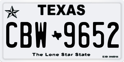 TX license plate CBW9652