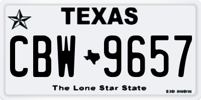 TX license plate CBW9657