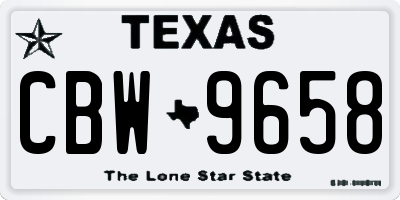 TX license plate CBW9658
