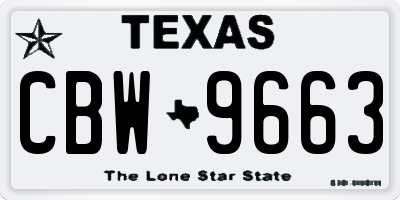 TX license plate CBW9663