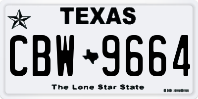 TX license plate CBW9664