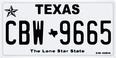 TX license plate CBW9665