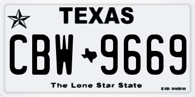TX license plate CBW9669