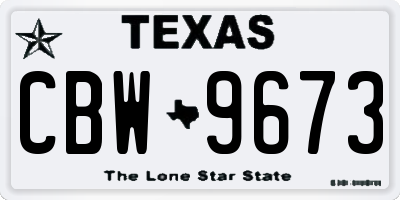 TX license plate CBW9673