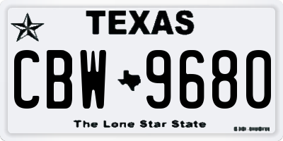 TX license plate CBW9680