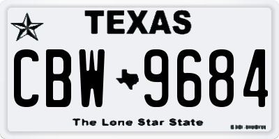 TX license plate CBW9684